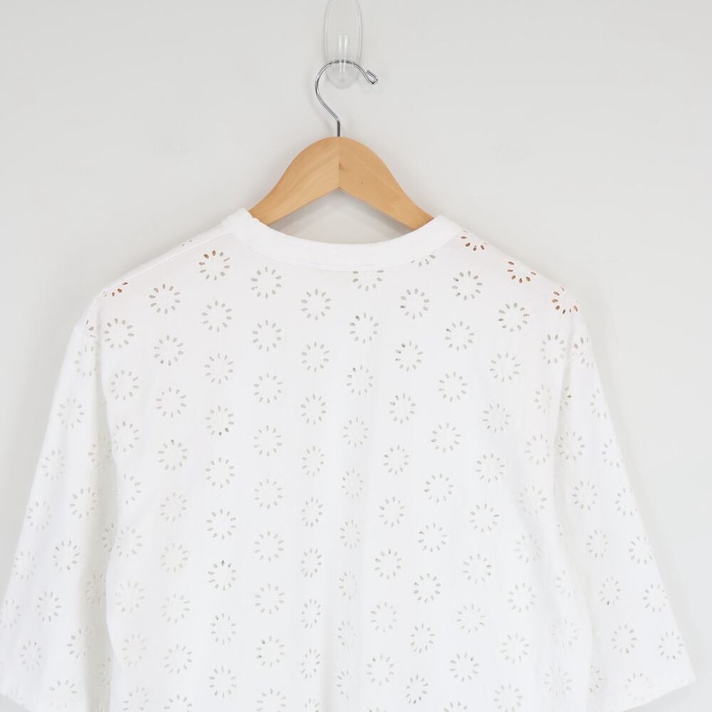 Madewell Embroidered Wide Sleeve Boxy Cotton Tee White Size Small - Picture 7 of 7